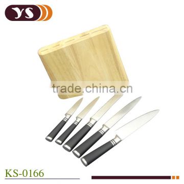 paint coating rubber wood block with 3cr14 kitchen knife set