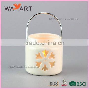 Snowflake White Porcelain Candle Holders