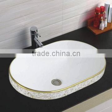 Artistic Flower Painted Stylish Hand Wash Oval Shaped Wash Basin photo-4