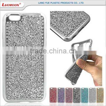 Plating Tpu Bumper Mobile Bling Diamond Back Cover Phone Case For Iphone 6 6s Plus