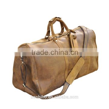 2016 hot sale Genuine leather luggage travel bag duffle bags brown