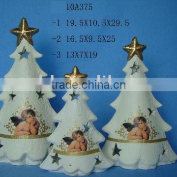 christmas terracotta tree candle holder decoration