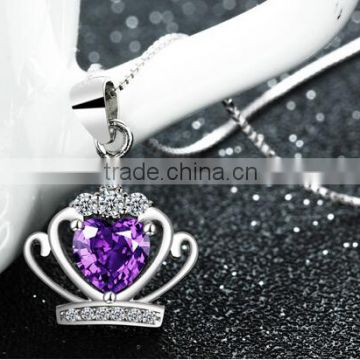 SCI085 purple crystal sterling sliver pendant jewelry