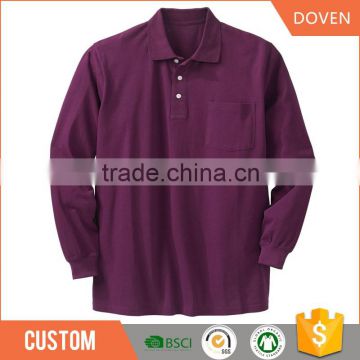 Factory custom made mens long sleeve polo shirt