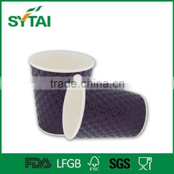 Wholesale Disposable Eco-friendly Round Embossing Paper Coffee Cups Green Blue Pink Color