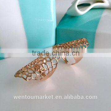 Full Finger Statement Ring Adjustable Armor Rose Gold Cockta Ring Birthday Christmas Gift photo-4