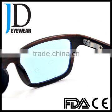 2016 Ice Blue Mirror Lenses Sunglasses Square Fashion Wooden Sunglasses Polarized