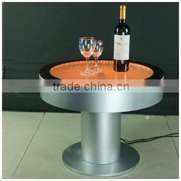 Beautiful battery driver Round Bar Table ,Fantastic LED light and water Bubble moving table