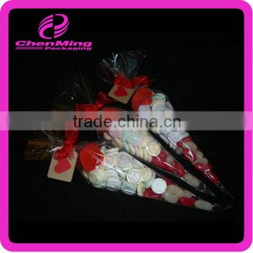 Yiwu candy packing transparent opp triangle plastic bag