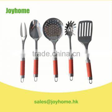 5pcs plastic handle stainless steel cooking utensil