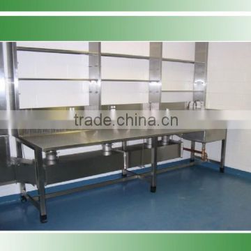 Easy clean stainless steel dental laboratory workbench with reagent shelf