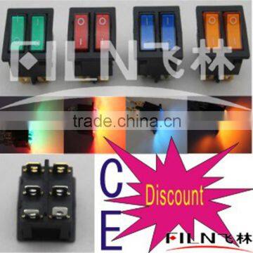 KCD8 12V 24V 110V 250V Green red blue yellow 6 pin r11 rocker switch with lamp