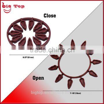 BT0188 Wholesale Silicone Circular Heat Resistant Table Mat Collapsible Cup Mat Leaf-shaped Table Mat photo-2