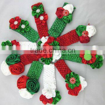 New !! Christmas Gift Crochet Headband with New Flower for Christmas Chirstmas Baby Headbands for Hair Accessories