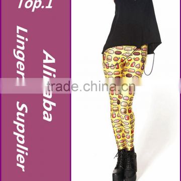 Hot Sale! Women Autumn Winter Custom Lddies Fitness food Yellow LEGGINGS Digital Printed Milk Vintage Sexy Pants Plus Size