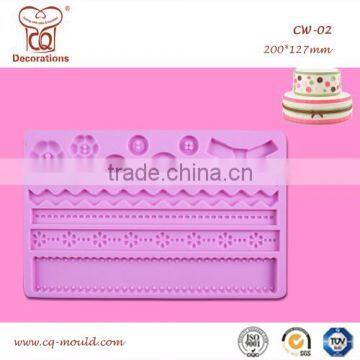 CW-02 Wholesale Cake Decorating Suppliers Button Bowknot Gum Paste Mold Silicone Cake