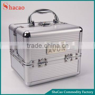 Portable Silver vanity container make up beauty aluminum cosmetic case