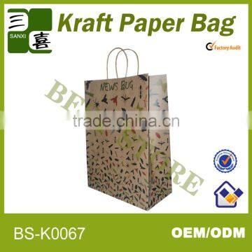 eco-friendly dragonfly printed kraft paper shopping bag