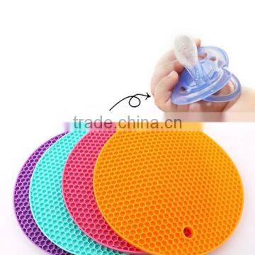 Newest design honeycomb heat resistance silicone placemat, silicone pot coaster