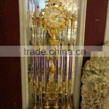 Home Luxury Decorative Gold Gilt Grandfather Floor Clock, Luxury 24K Gold Plated Floor Clock, Made of Copper&Marble