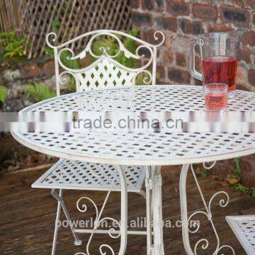 Vintage Style Iron 2 Folding Chair 90cm Round Patio Set Ornate photo-5