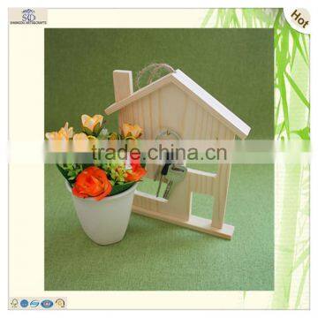 Laser Engraved House Shape Pine Wooden Key Rack Holder photo-6