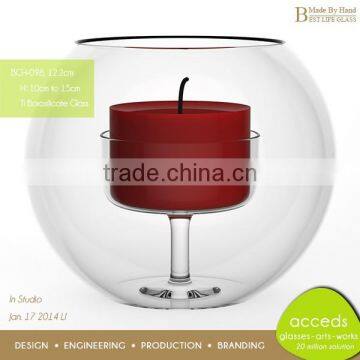 Small House Decorative Fancy Glass Round Candle Holder photo-4