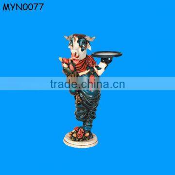 Personification cow resin butler statue