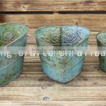 Tall antique heart shape flower pot home decoration