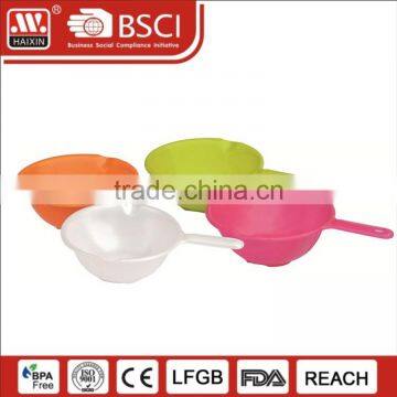 Colorful Round Eco-friendly Big OZ Capacity Plastic Mixing Cup Salad Bowl With Handle