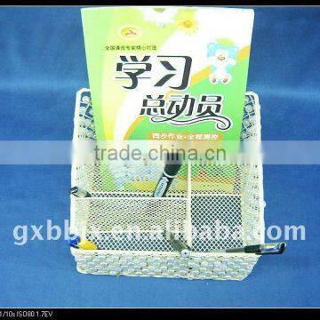 White Metal Wire and Pearl Woven Magazine&file Storage Stand