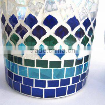 Blue&white Ocean Theme Mercury Electroplated Glass Containers Good Quality Candle Canister for Summer Holiday photo-4
