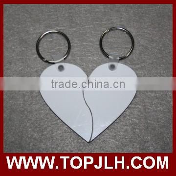 Fashion sublimation MDF keychain with heart shaped,blank DIY keyring