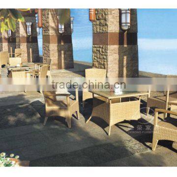 Outdoor teak wood & rattan table with chairs