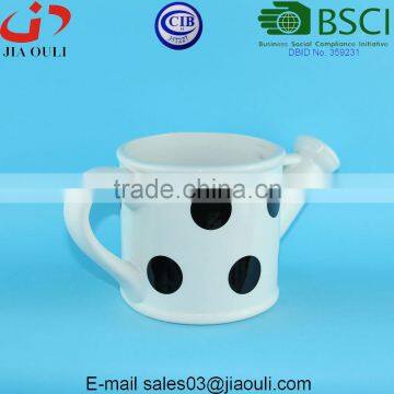 With Black Polka Dots Ceramic Watering Can Shape Garden Pots and Planters Flower Pots photo-5