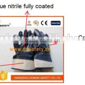 DDSAFETY Cotton Jersey Liner Safety Cuff With Full Blue Nitrile Coating Heavy Duty Glove photo-6