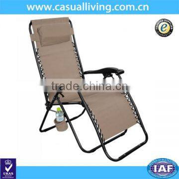 Cheapest Steel Frame Zero Gravity Folding Chair with Cup Holder