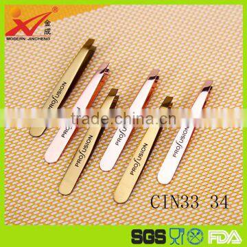 Fashional style rose gold electroplate 430 stainless steel eyebrow tweezer in beauty salon