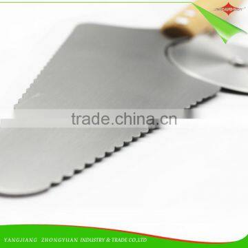 ZY-F1127A 2in1 Pizza Cutter and Pizza Wheel With Beech Wood Handle Multi Functional Pizza Server photo-5