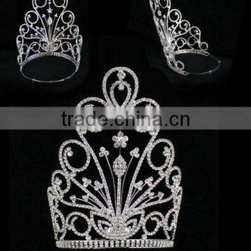 Large Rhinestone Beauty Contest Crystal Jeweled Pageant Crowns Halo H172-142 photo-2