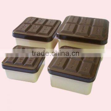 4 in 1 Lovely Chocolate Shape plastic Airtight Box set /Crisper Box set