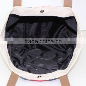 2015 Premium Cotton Canvas Bag With Leather Handle Women's Casual Cotton photo-4