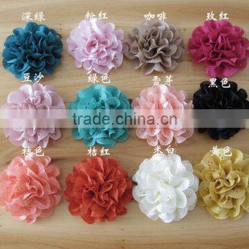 Fabric Flower With Rhinestone in Center for Kids Hair Accessories photo-4