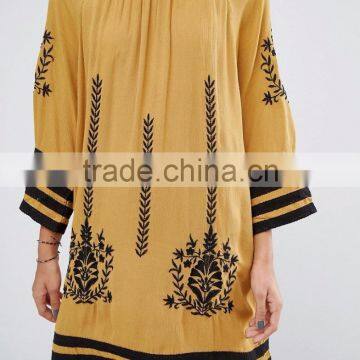 women's Embroidered knee length Tunic Dress