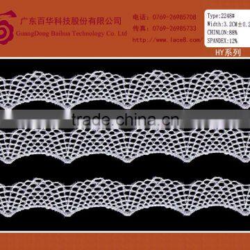 Sector elastic tricot eyelet lace trimming fabric for lace bolero and dress