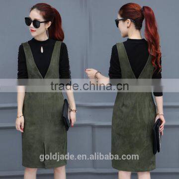 2016 Manufacturer Autumn-wear Fashionable 100% Cotton Ladies Dress With Strap photo-3