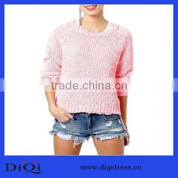 Fashion woolen new designs textured jumper sweater for ladies DQ150