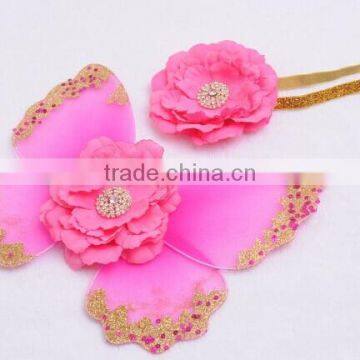 2016 Popular Boutique New Born Baby Wings and Flowers and Headband Sets Photography Props photo-6