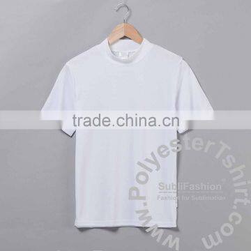 Personalized High Neck Tee with Short Sleeves Round Collar White T-Shirt Crew Neck Top Tees Sublimation Print