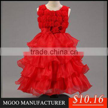 MGOO 2016 New Year Chirstmas Girl Dress New Style Ball Gown Flowers Girl Tulle Layers 4 Years Old Dress MGT028-2
